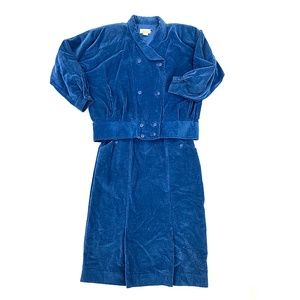 Vintage Sakura Sport Peacock Blue Skirt Suit | M